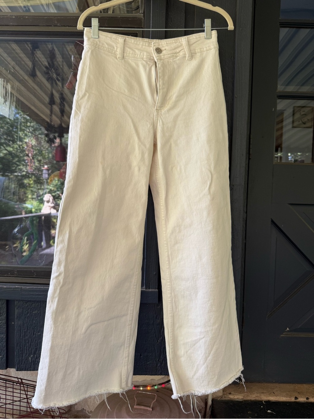 Ming Wang Cream Wide Leg Jeans